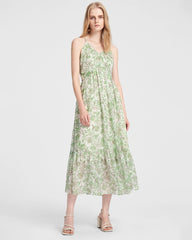 Spring Moss Paisley Silk Maxi Dress