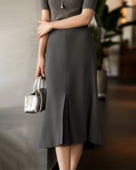 30 Momme Silk Mermaid Midi Skirt with Slit