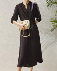 30 Momme Silk Drawstring Midi Shirt Dress