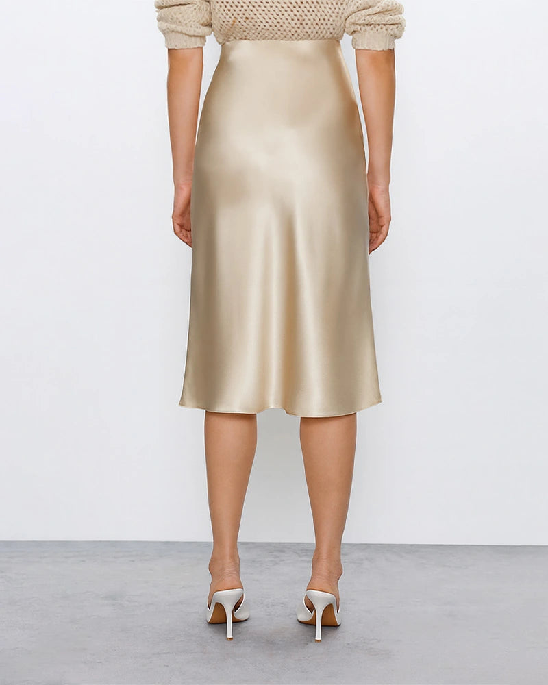 Elegant Knee-Length Silk Skirt - DAISYSILK UK