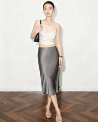 Elegant Knee-Length Silk Skirt - DAISYSILK UK
