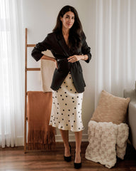 Polka Dot Silk Midi Skirt