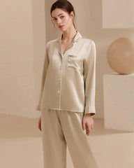 Washable Silk Pajamas for Women, Champagne