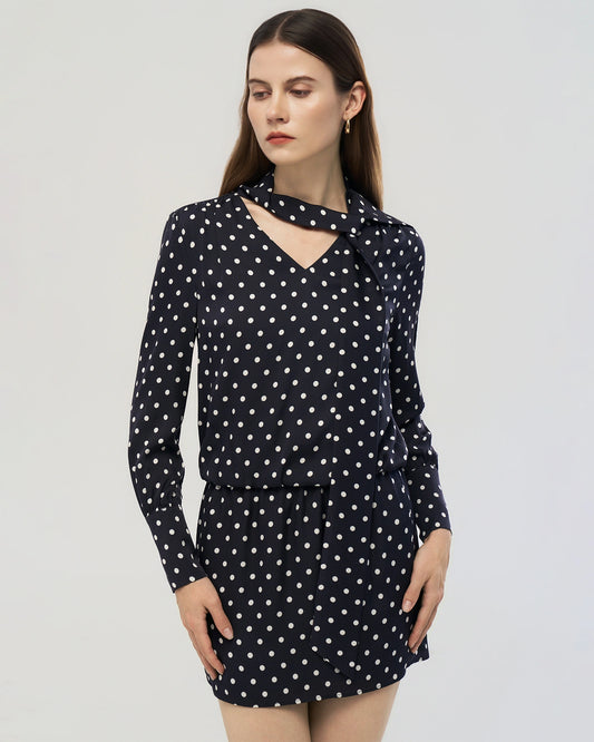 19 Momme Silk Polka Dot Bodycon Mini Dress