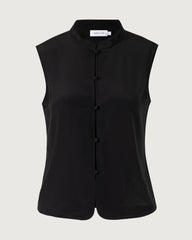18 Momme Silk Button Front Sleeveless Shell Top