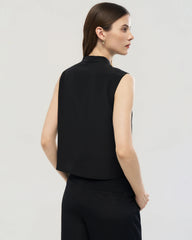 18 Momme Silk Button Front Sleeveless Shell Top