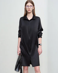 22 Momme Silk Belted Midi Dress Long Sleeve