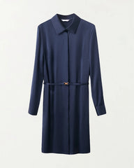 22 Momme Silk Belted Midi Dress Long Sleeve