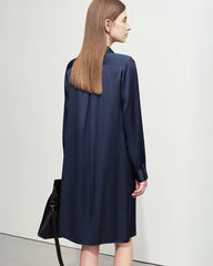 22 Momme Silk Belted Midi Dress Long Sleeve