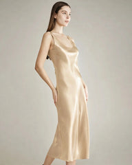 Scoop Neck Midi Silk Slip Dress