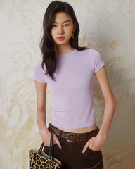 Women’s Fitted Silk Jersey Crew Neck, Lilac