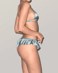 Silk Wireless Triangle Bra and Ruffle Thong Set