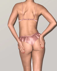 Silk Wireless Triangle Bra and Ruffle Thong Set