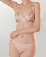 Silk Triangle Bralette and V String Panty Set