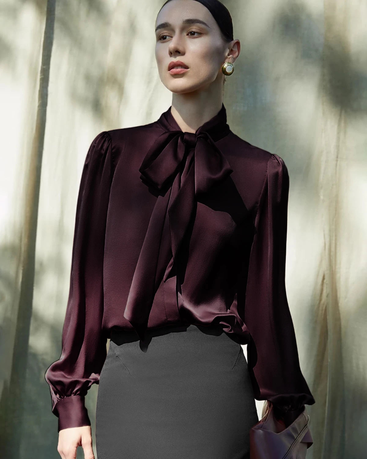 30 Momme Ladies Silk Tie-Front Blouse - DAISYSILK UK