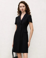 Triacetate A-Line Blazer Dress with Silk Lining