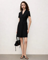 Triacetate A-Line Blazer Dress with Silk Lining