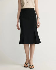 Triacetate A-Line Midi Skirt with Silk Lining