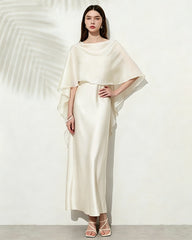 Triacetate Dress with Silk Chiffon Shawl
