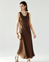 Triacetate Bias Cut Sleeveless Maxi Dress
