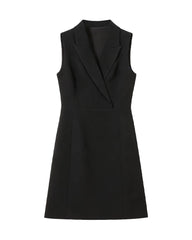 Triacetate V-Neck Blazer Dress with Silk Lining