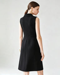 Triacetate V-Neck Blazer Dress with Silk Lining