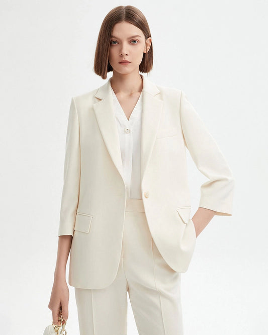 Triacetate Blazer and Ankle Pants Suit Set