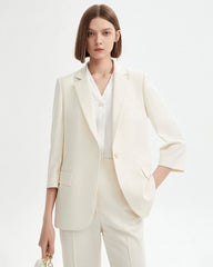 Triacetate Blazer and Ankle Pants Suit Set