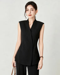 Triacetate Tailored Blazer Vest and Wide-Leg Trousers