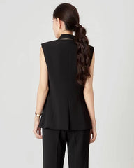Triacetate Tailored Blazer Vest and Wide-Leg Trousers