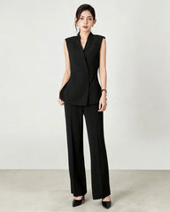 Triacetate Tailored Blazer Vest and Wide-Leg Trousers