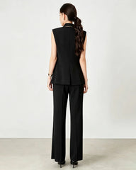 Triacetate Tailored Blazer Vest and Wide-Leg Trousers