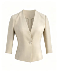 Triacetate Collarless V Neck Blazer