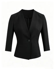 Triacetate Collarless V Neck Blazer