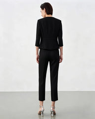 Triacetate Collarless V Neck Blazer