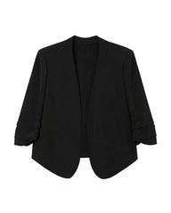 Triacetate Collarless Cropped Blazer with Silk Lining