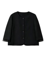 Triacetate Sheer Silk Trim Cropped Blazer