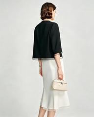 Triacetate Sheer Silk Trim Cropped Blazer