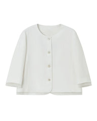 Triacetate Sheer Silk Trim Cropped Blazer