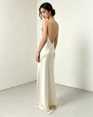 Triacetate Halter Maxi Dress with Silk Lining