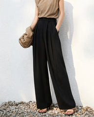 Triacetate High Waisted Pleated Straight Leg Trousers