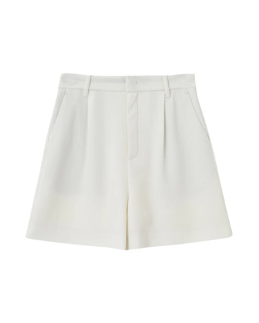 Triacetate High Waisted Pleated Wide Leg Shorts