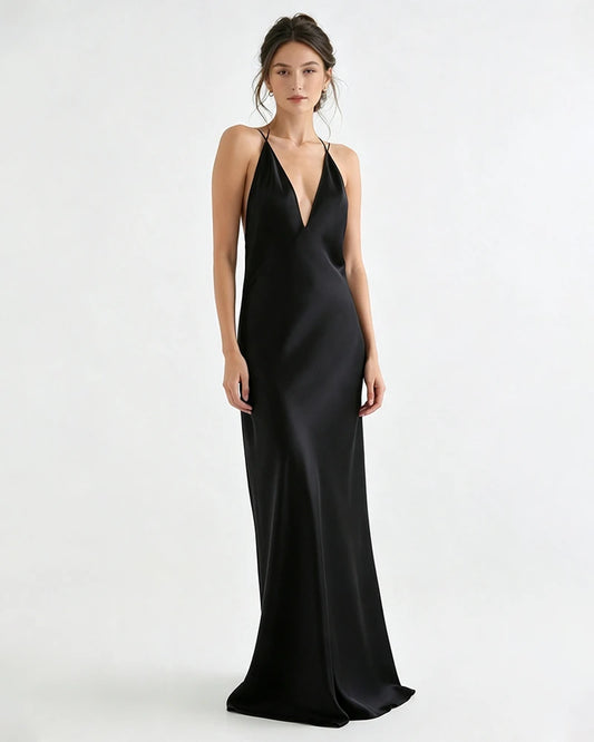 Liquid Triacetate Deep V Maxi Slip Dress