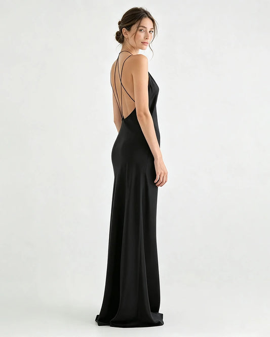Liquid Triacetate Deep V Maxi Slip Dress