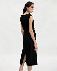 Triacetate Ruched Waist Midi Dress