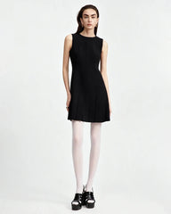 Triacetate Pleated Flare Mini Dress