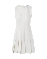 Triacetate Pleated Flare Mini Dress