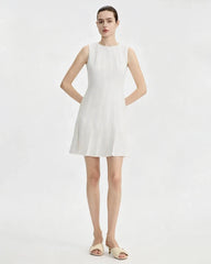 Triacetate Pleated Flare Mini Dress