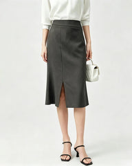 Triacetate High Waist Slit Hem Skirt