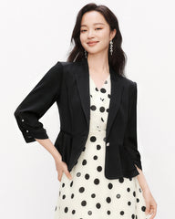 Triacetate Peplum Blazer with Silk Lining